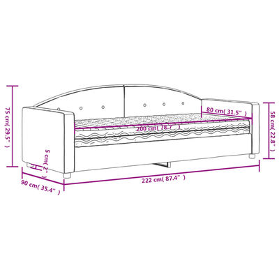 vidaXL Divano Letto con Materasso Giallo 80x200 cm in Velluto