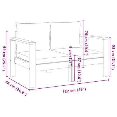 vidaXL Set Divano da Giardino 5 pz con Cuscini Legno Massello Acacia