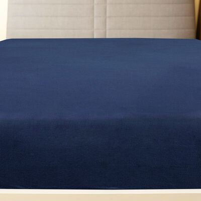 vidaXL Lenzuola con Angoli Jersey 2pz Blu Marino 100x200 cm Cotone