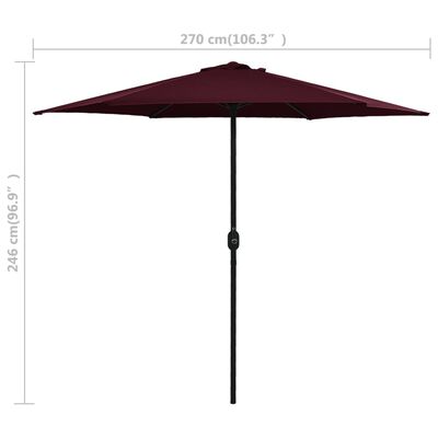 vidaXL Ombrellone da Giardino con Palo in Alluminio 270x246 cm Bordò