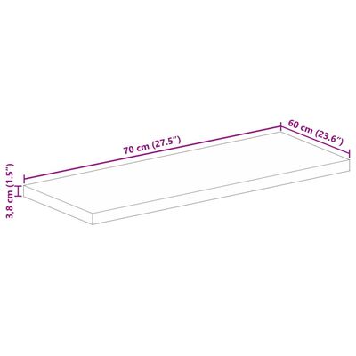 vidaXL Piano Tavolo 70x60x3,8 cm Rettangolare Legno Massello Acacia