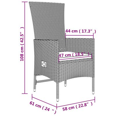 vidaXL Set da Pranzo da Giardino 7 pz con Cuscini Beige in Polyrattan