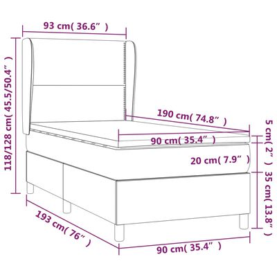 vidaXL Giroletto a Molle con Materasso Rosa 90x190 cm in Velluto