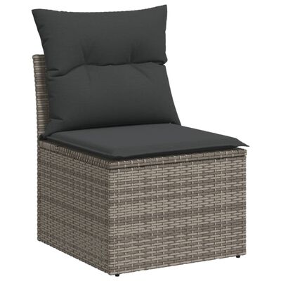 vidaXL Set Divani da Giardino 11 pz con Cuscini in Polyrattan Grigio