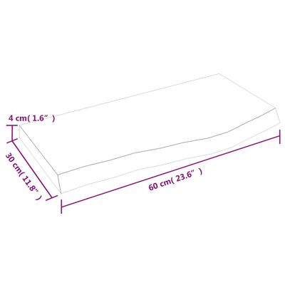 vidaXL Piano Bagno Marrone Scuro 60x30x(2-4)cm Legno Massello Trattato