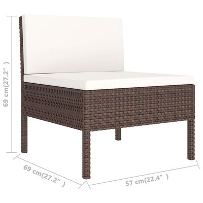 vidaXL Set Divani da Giardino 11 pz con Cuscini in Polyrattan Marrone