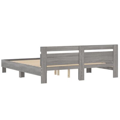 vidaXL Giroletto Testiera Grigio Sonoma 160x200 cm Legno Multistrato