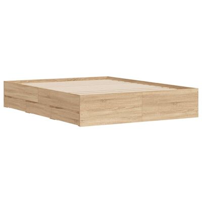 vidaXL Giroletto Cassetti Rovere Sonoma 140x200 cm Legno Multistrato