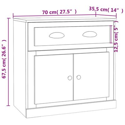 vidaXL Credenza Rovere Sonoma 70x35,5x67,5 cm in Legno Multistrato