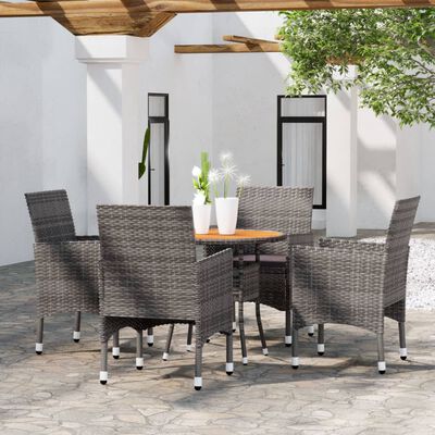 vidaXL Set da Pranzo per Giardino 5 pz in Polyrattan Grigio