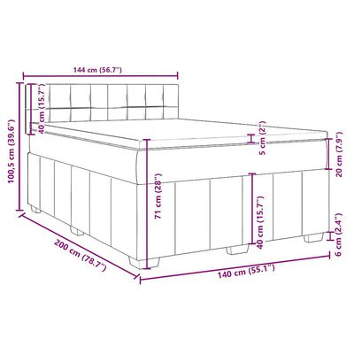 vidaXL Giroletto a Molle con Materasso Grigio Chiaro 140x200cm Tessuto