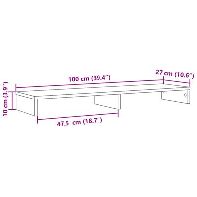 vidaXL Supporto per Monitor Bianco 100x27x10 cm Truciolato