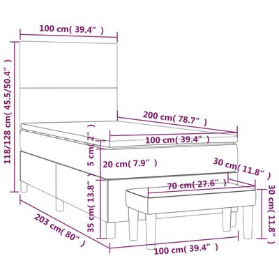 vidaXL Giroletto a Molle con Materasso Nero 100x200 cm in Velluto