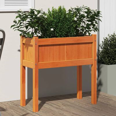 vidaXL Fioriera Giardino Gambe Marrone Cera 70x31x70 cm Massello Pino