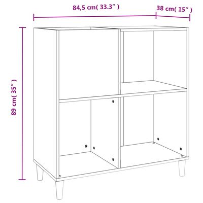 vidaXL Mobile Porta Dischi Grigio Cemento 84,5x38x89 Legno Multistrato