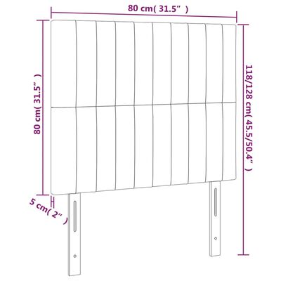 vidaXL Testiera a LED Nera 80x5x118/128 cm in Velluto