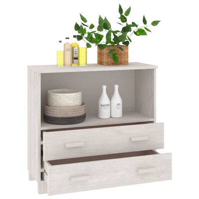 vidaXL Credenza HAMAR Bianca 85x35x80 cm in Legno Massello di Pino