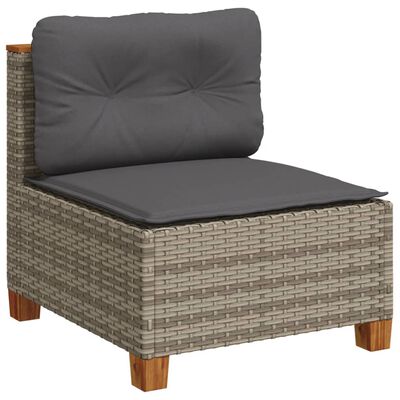 vidaXL Set Divano da Giardino 10 pz con Cuscini Grigio in Polyrattan