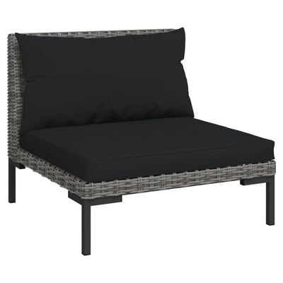 vidaXL Divani da Giardino 10 pz con Cuscini in Polyrattan Grigio Scuro