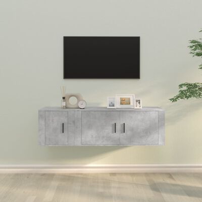 vidaXL Set di Mobili Porta TV 2 pz Grigio Cemento in Legno Multistrato