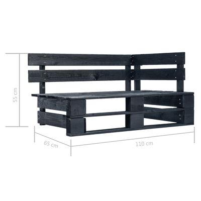 vidaXL Divano Angolare da Giardino Pallet Legno Pino Impregnato Nero