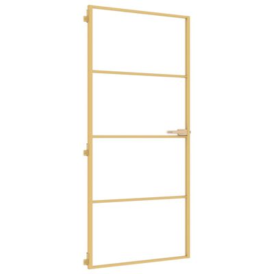 vidaXL Porta Interni Sottile Oro 93x201,5cm Vetro Temperato Alluminio