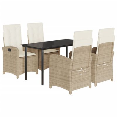 vidaXL Set da Pranzo da Giardino 5 pz con Cuscini Beige in Polyrattan