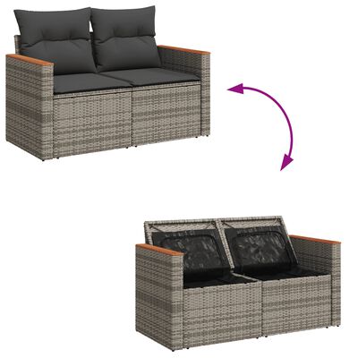 vidaXL Set Divani da Giardino 13 pz con Cuscini Grigio in Polyrattan