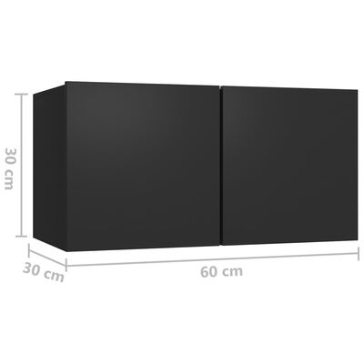 vidaXL Mobili Porta TV Pensili 2pz Neri 60x30x30 cm