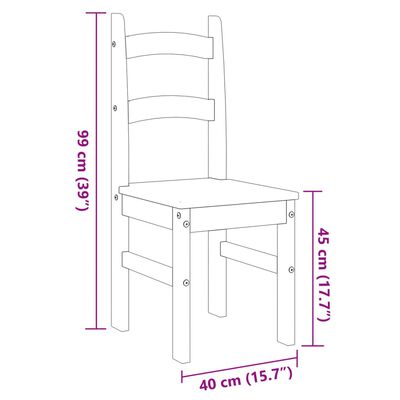 vidaXL Sedie da Pranzo 2 pz 40x46x99 cm Legno Massello di Pino