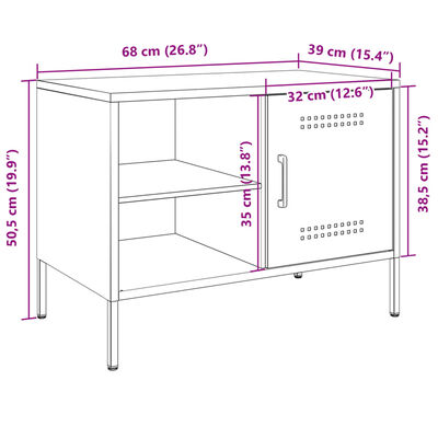 vidaXL Mobile TV Antracite 68x39x50,5 cm in Acciaio