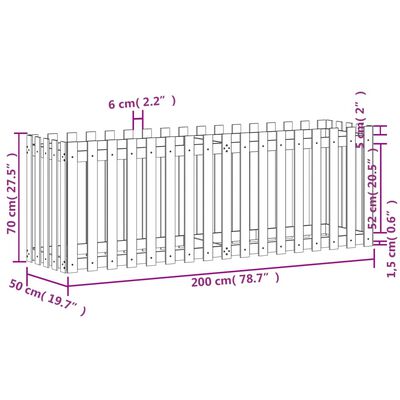 vidaXL Fioriera da Giardino Recinzione 200x50x70cm in Pino Impregnato