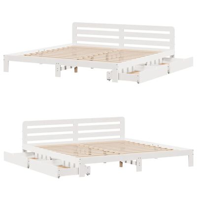 vidaXL Giroletto senza Materasso Bianco 180x200 cm Legno Massello Pino