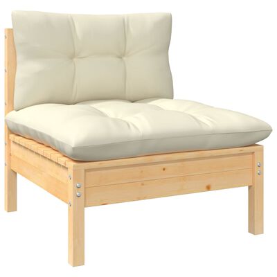 vidaXL Set Salotto da Giardino 6 pz con Cuscini Crema Legno di Pino