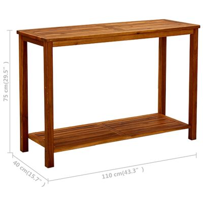 vidaXL Tavolo Consolle da Giardino 110x40x75cm Legno Massello Acacia