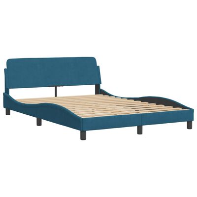 vidaXL Letto con Materasso Blu 140x190 cm in Velluto