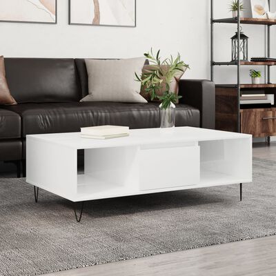 vidaXL Tavolino da Salotto Bianco Lucido 104x60x35cm Legno Multistrato