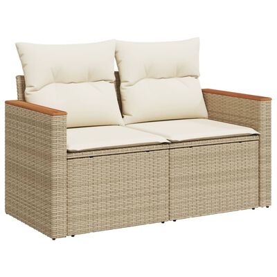 vidaXL Set Divano da Giardino 10 pz con Cuscini Beige in Polyrattan