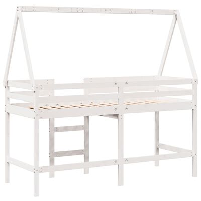 vidaXL Letto Soppalco con Scala e Tetto Bianco 80x200 cm Massello Pino