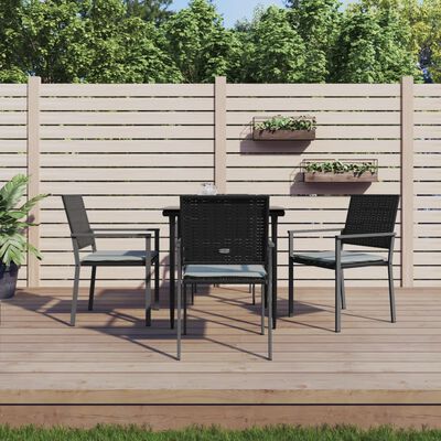 vidaXL Set Pranzo da Giardino 5pz con Cuscini in Polyrattan e Acciaio