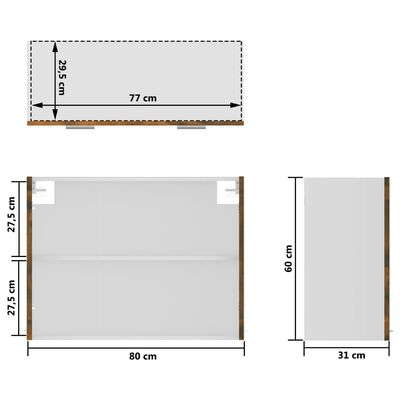 vidaXL Mobile Pensile Rovere Fumo 80x31x60 cm in Legno Multistrato