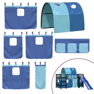 vidaXL Letto a Soppalco con Tunnel Bambini Blu 80x200cm Massello Pino