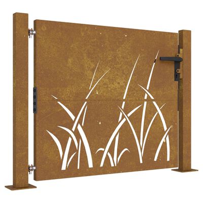 vidaXL Cancello da Giardino 105x105 cm in Acciaio Corten Design Erba