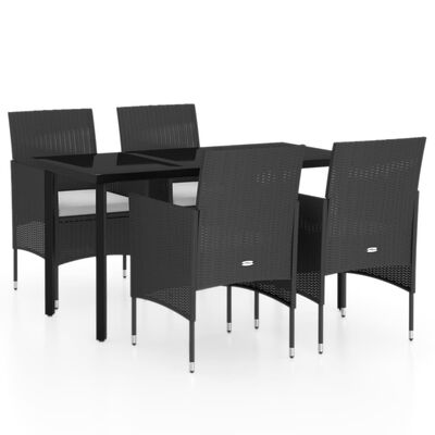 vidaXL Set da Pranzo da Giardino 5 pz con Cuscini Nero