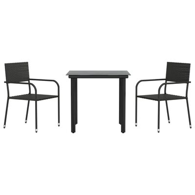 vidaXL Set da Pranzo da Giardino 3 pz in Polyrattan e Acciaio