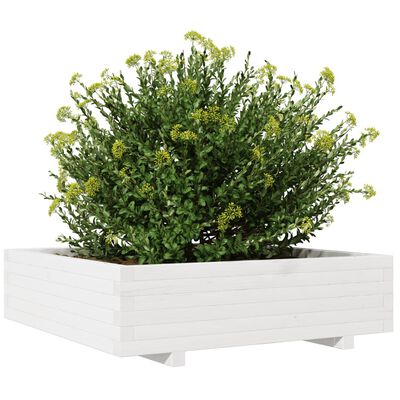 vidaXL Fioriera da Giardino Bianca 90x90x26,5cm Legno Massello di Pino