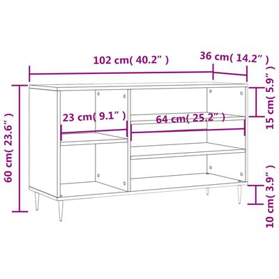 vidaXL Scarpiera Bianca 102x36x60 cm in Legno Multistrato