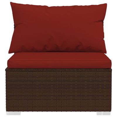 vidaXL Set Divani da Giardino 13 pz con Cuscini in Polyrattan Marrone