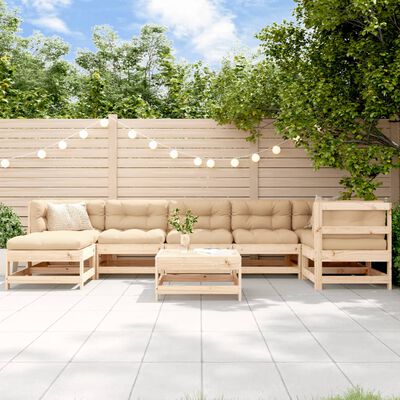 vidaXL Set Divani da Giardino 8 pz con Cuscini in Legno Massello