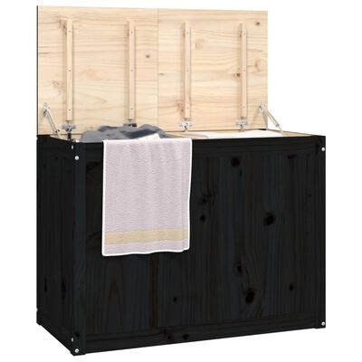 vidaXL Contenitore per Bucato Nero 88,5x44x66 cm Legno Massello Pino